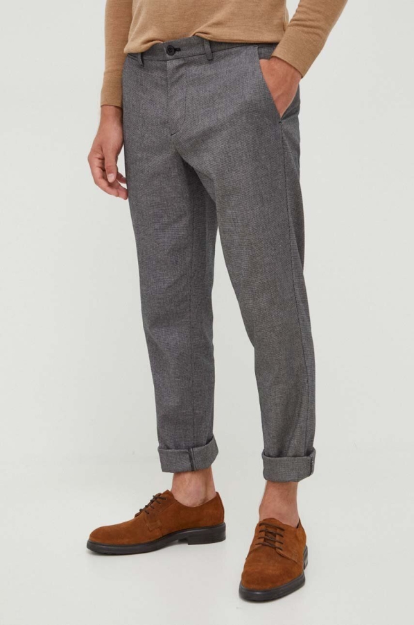 Pantaloni bărbați Sisley, gri, mulată, cu buzunare