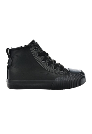 Pantofi sport mid-high de piele ecologică, negri
