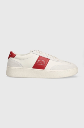 Karl Lagerfeld sneakers din piele KOURT III culoarea alb cu detalii roșii, KL51524