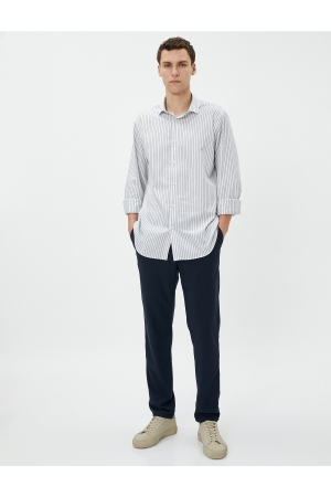 Pantaloni Koton Slim Fit cu Buzunare și Nasturi