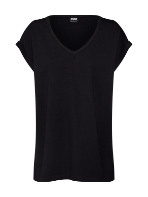 Urban Classics Tricou negru cu decolteu în V pentru femei