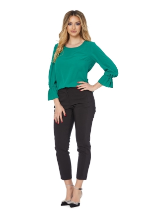 Bluza vaporoasă verde cu mâneci tip clopot