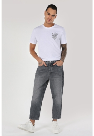 Blugi drepti crop gri pentru bărbați COLINS