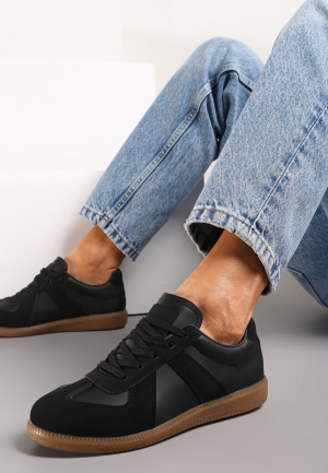Sneakers Negri cu Detalii Gri