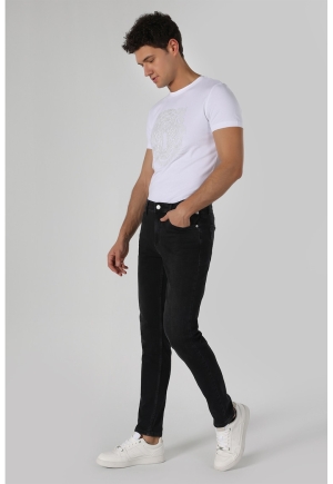 Blugi Slim Fit Negri cu Talie Joasă COLINS pentru Bărbați