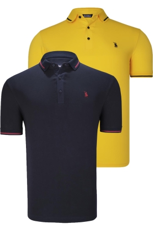 SET DUBLE T8586 TRICOU BARBAȚI DEWBERRY NAVY- GALBEN