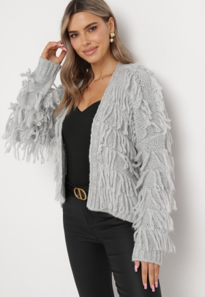 Cardigan Gri cu Franjuri