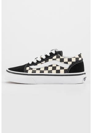 Tenisi Vans Old Skool cu model in carouri si garnituri de piele intoarsa
