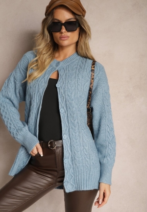 Cardigan Albastru cu Model Texturat