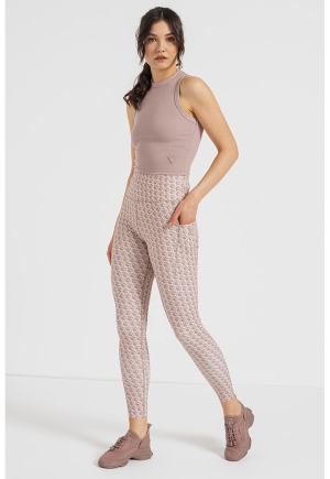 Top Crop Sportiv Gri Deschis cu Detalii Geometrice Guess