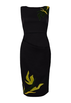 Rochie bodycon din lână cu broderie manuală
