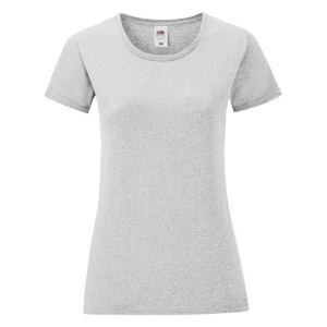 Tricou gri iconic pentru femei din bumbac pieptănat Fruit of the Loom