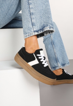 Sneakers Negri cu Detalii Albe