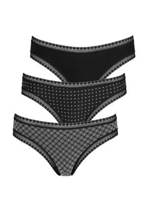 LASCANA Slip negru - Multipack 3 bucăți
