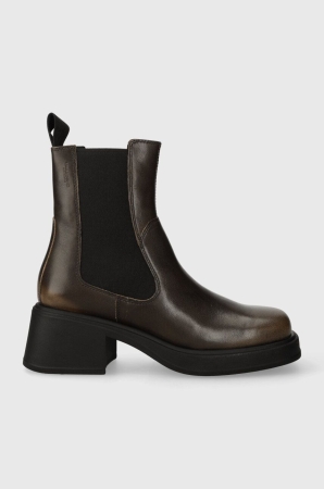 Ghete Chelsea de piele DORAH pentru femei - Vagabond Shoemakers, maro, toc drept