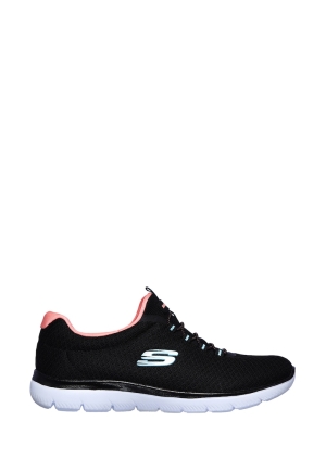 Pantofi sport slip-on de plasa Summits - Skechers pentru dame, negru cu accente roz