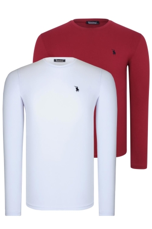SET DUBLU T8588 HANORAC BĂRBĂTESC CU GÂT ROTUND DEWBERRY - ALB & VISINIU