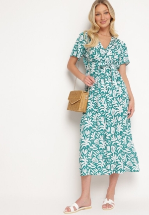 Rochie Verde cu Model Floral