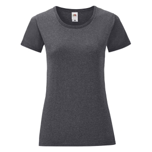 Tricou gri iconic pentru femei din bumbac pieptănat Fruit of the Loom