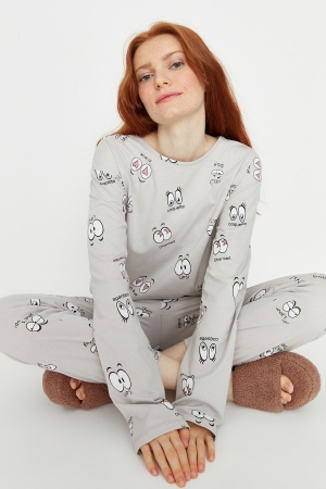 Pijamale de damă Trendyol cu imprimeu amuzant