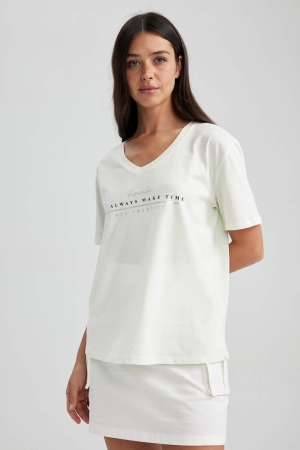 Tricou dama DEFACTO cu decolteu in V