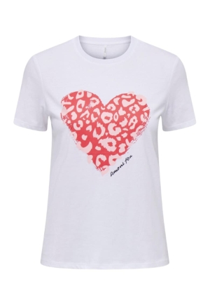 Tricou dama cu imprimeu in forma de inima - Bumbac