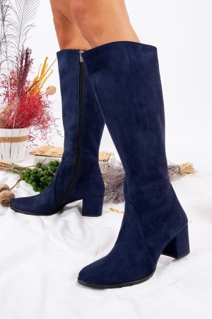Cizme de damă Fox Shoes din velur albastru închis