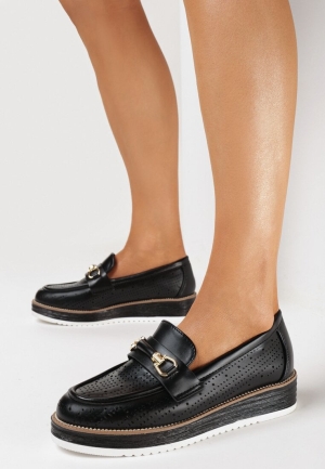 Pantofi casual Negri cu detaliu metalic