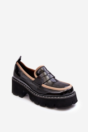 Mocasini din piele pentru femei D&A Negru