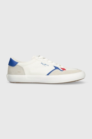 Tenisi Pepe Jeans barbati TRAVIS BRIT M, alb, cu detalii colorate