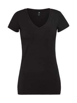 G-STAR Tricou negru cu decolteu în V