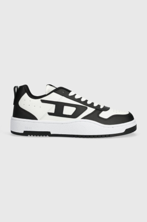 Sneakers Diesel S-Ukiyo V2 Low din piele, culoarea negru și alb