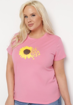 T-shirt Roz cu Floare Soare