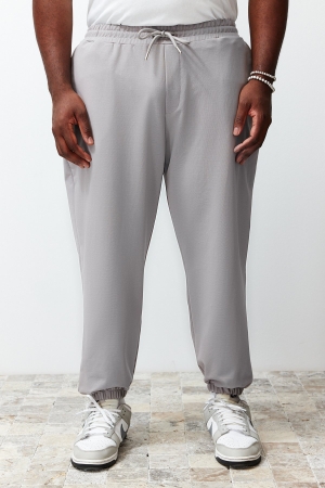 Trendyol Pantaloni Sportivi Oversize Gri 100% Bumbac