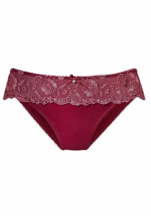 LASCANA Slip roșu vin cu dantelă
